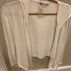 W by Worth size L white cardigan hooded sweater